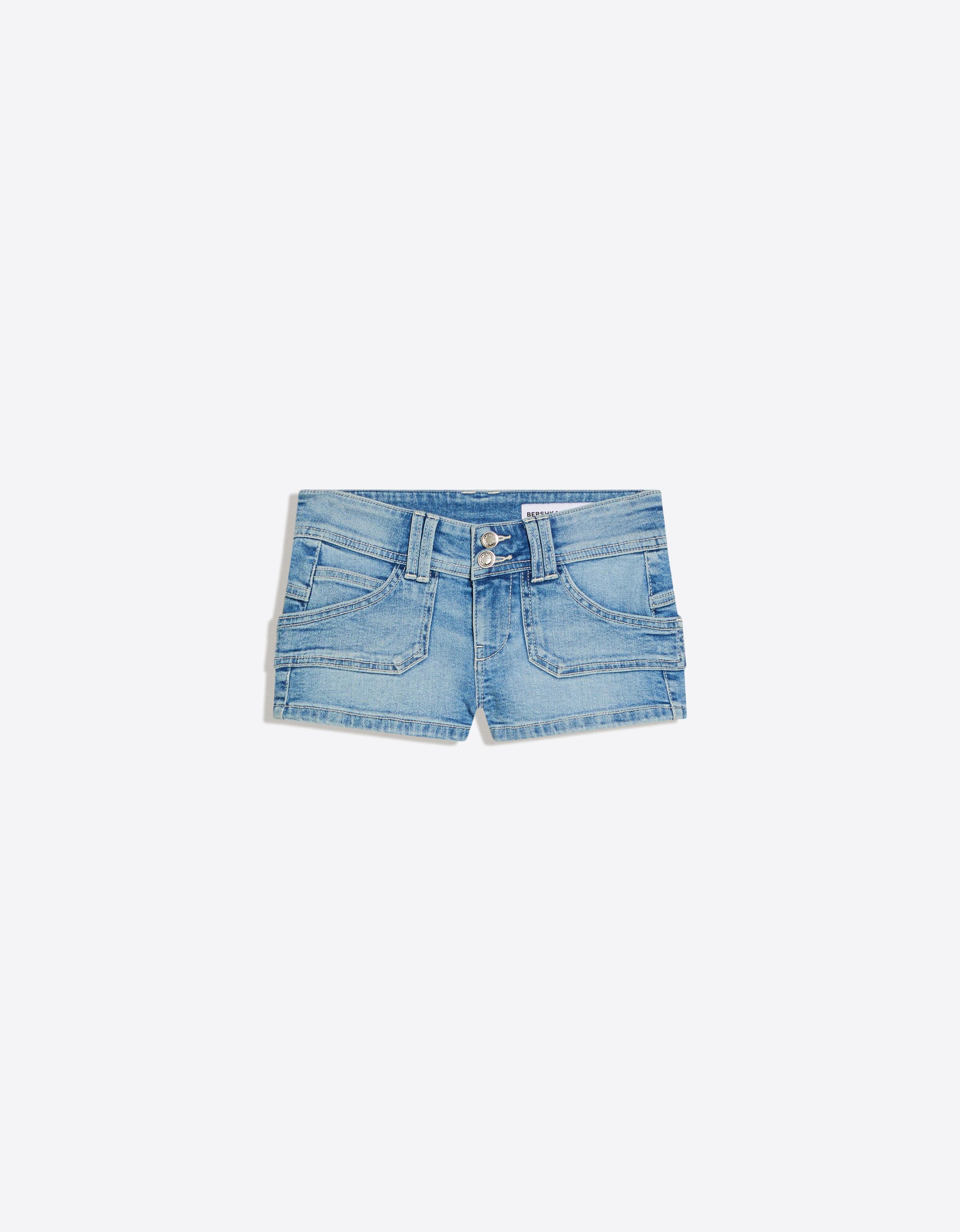 Embroidered denim mini shorts