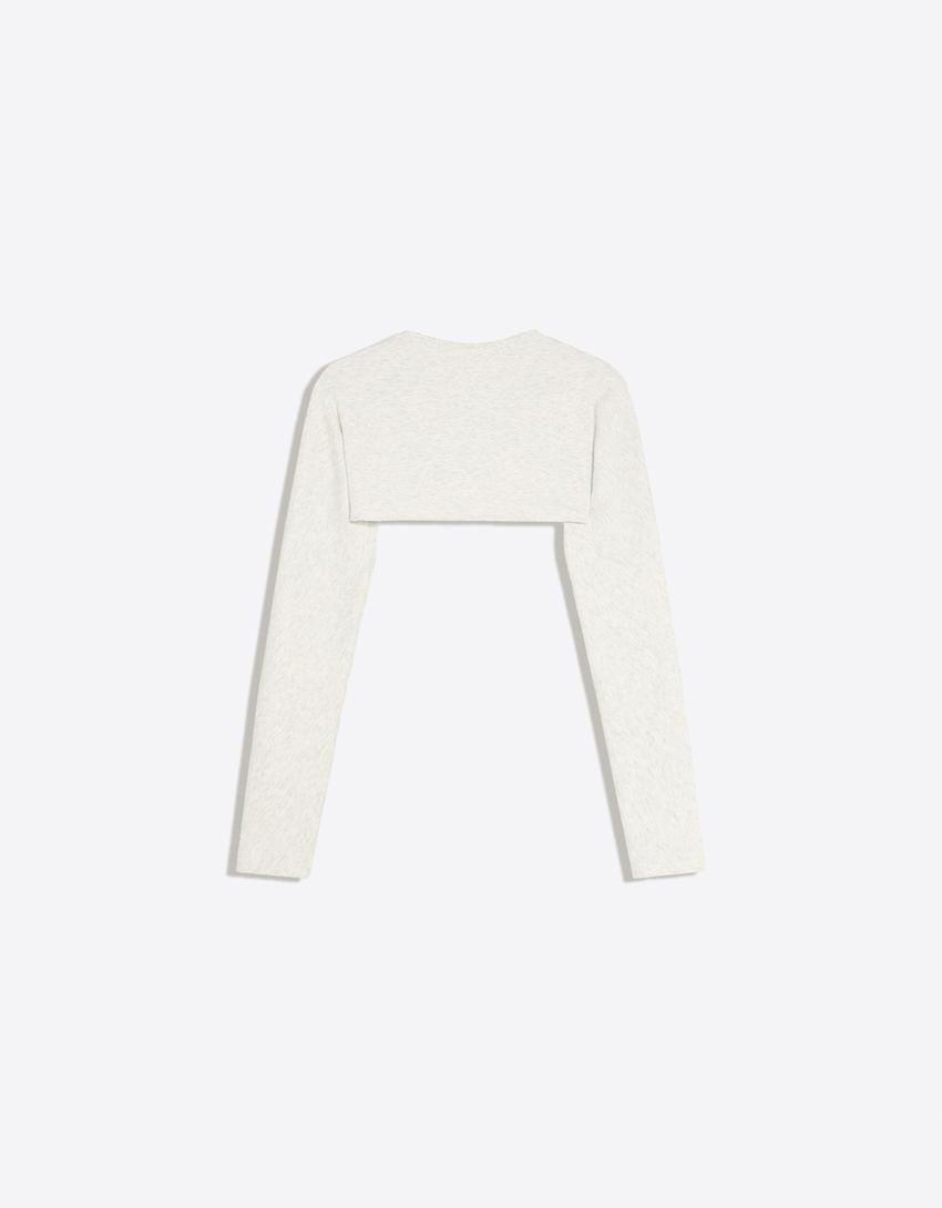 Long-sleeved bolero jumper jacket-Grey