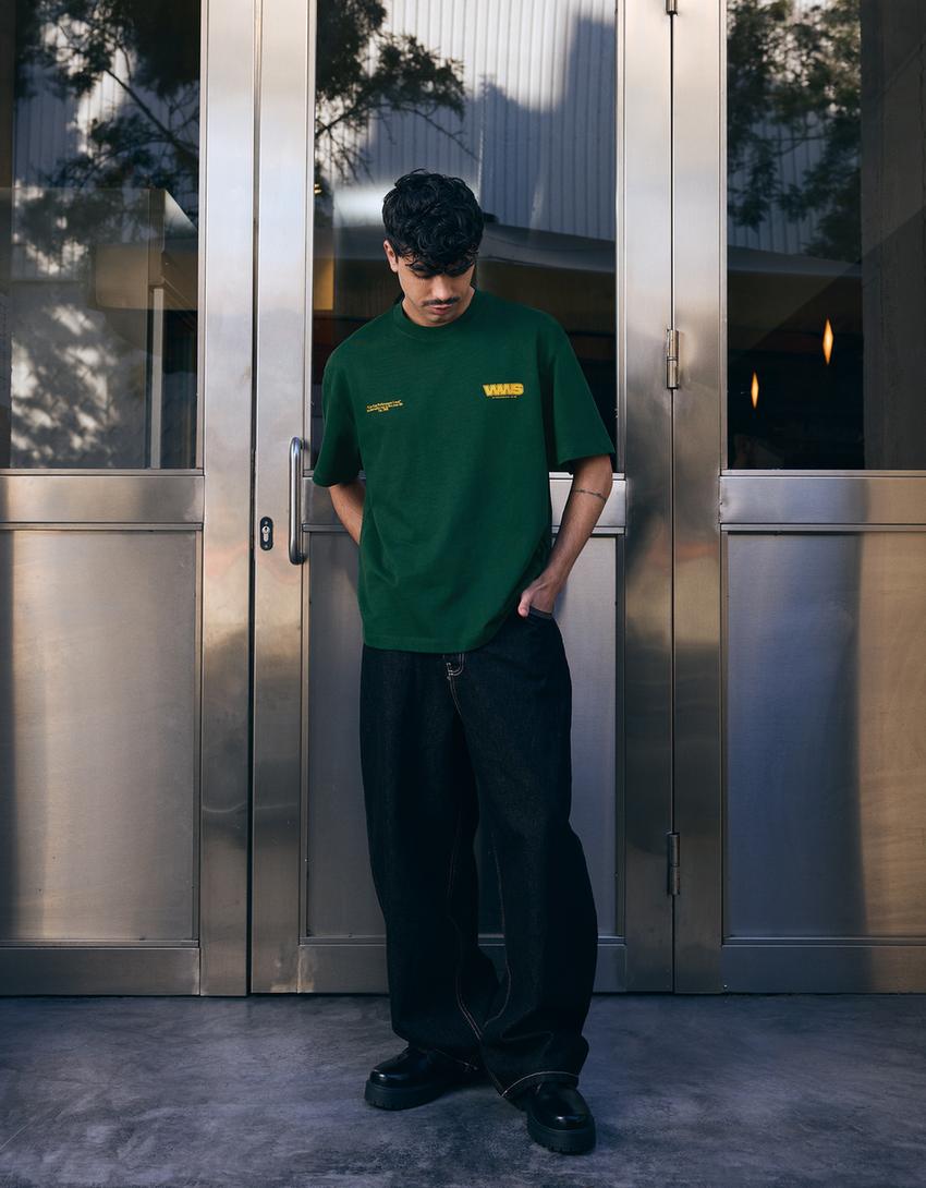 T-shirt manches courtes imprimé-Vert