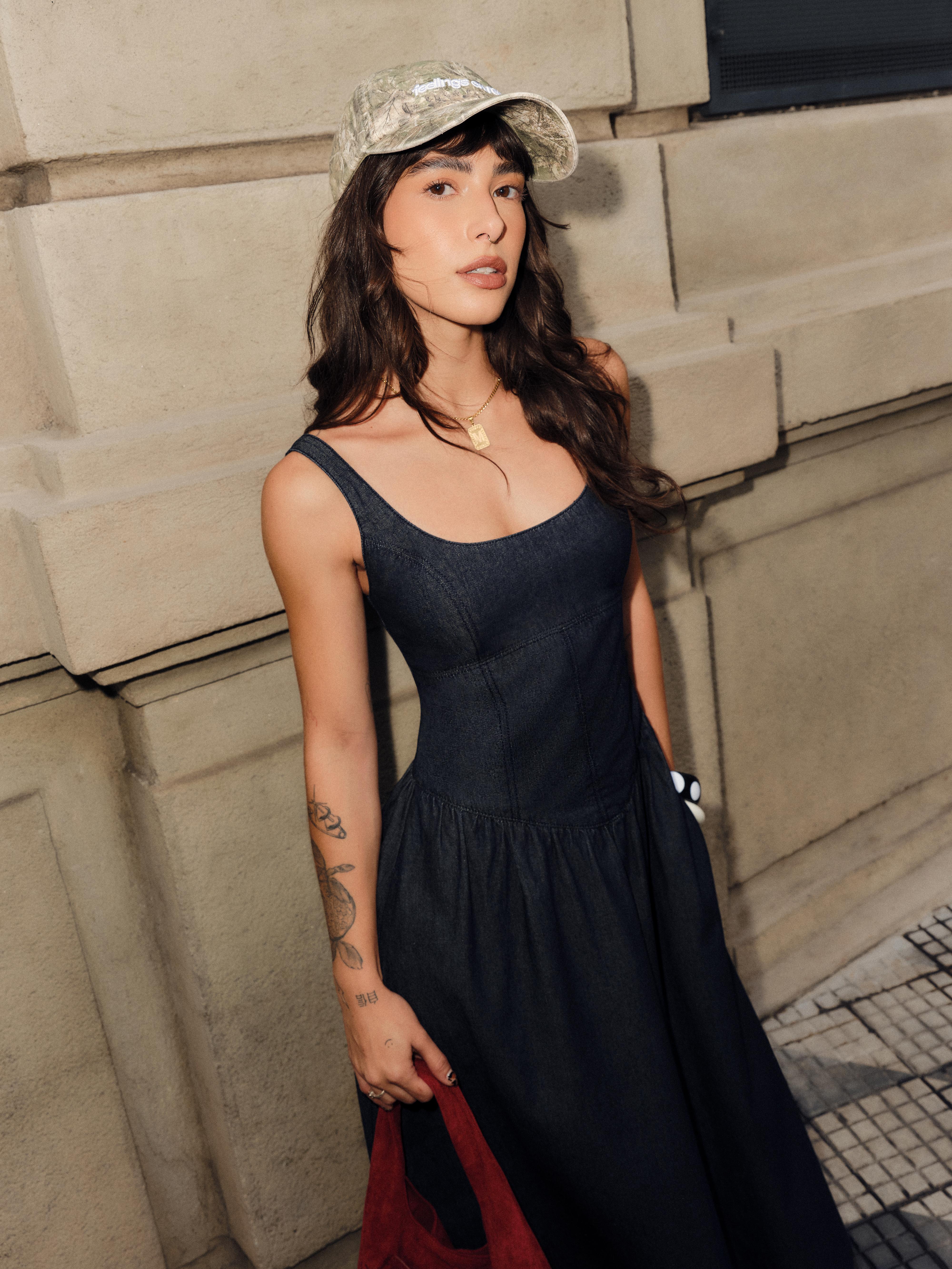 Denim midi elbise - Görsel 12