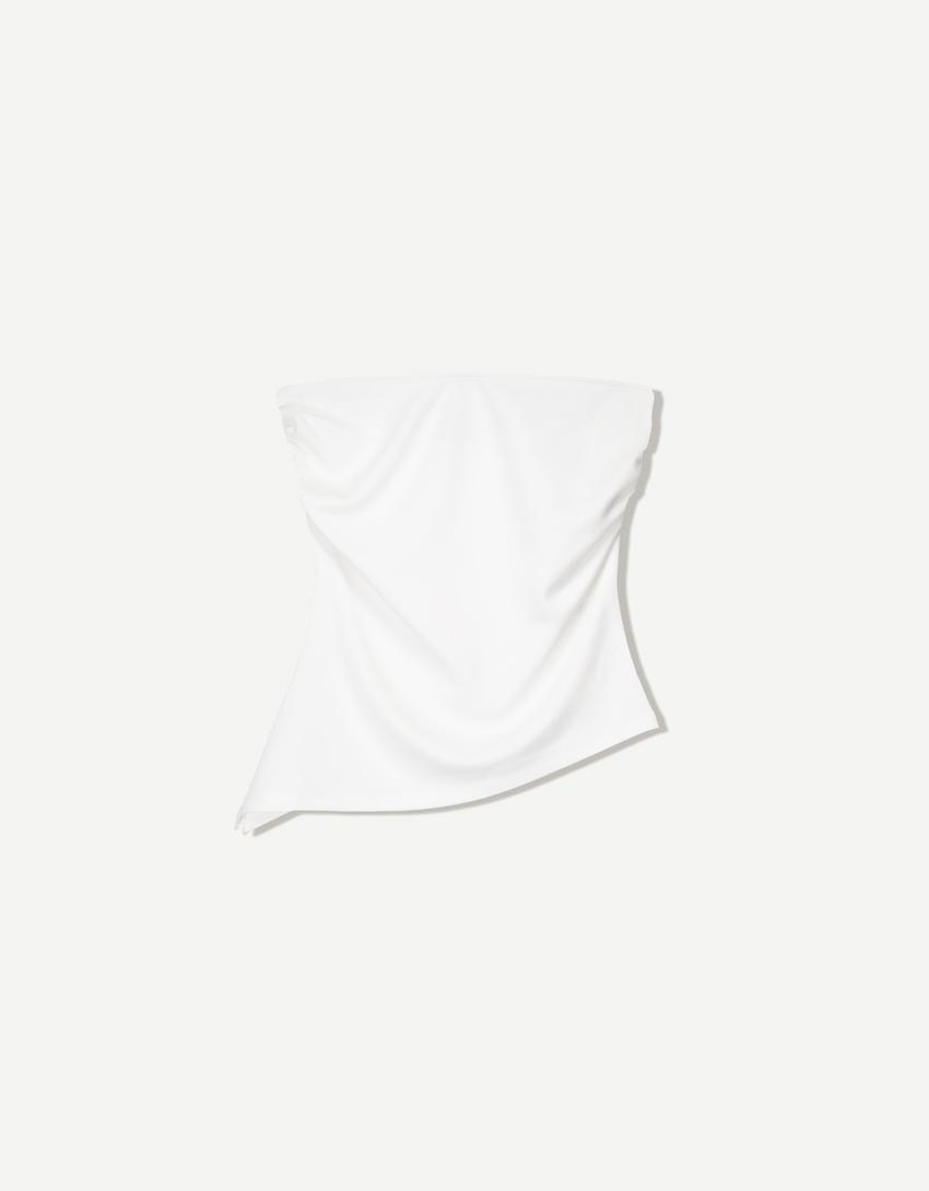 Top bandeau frunces-Blanco roto