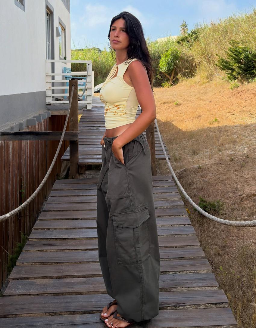 Cargo padobranske hlače-Smeđe-siva