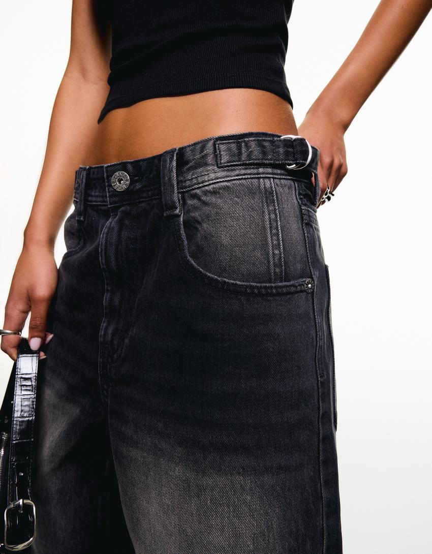 Bermuda denim balloon-Noir