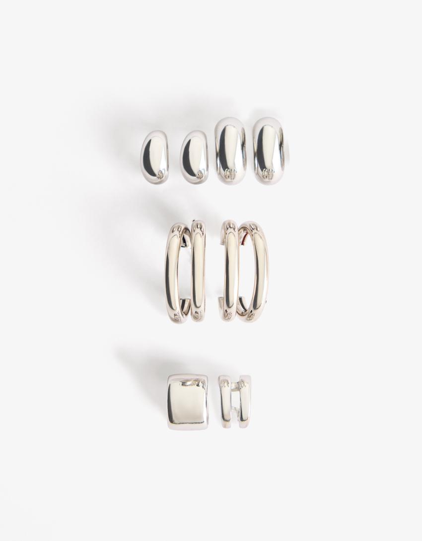 Set de 8 cercei & ear cuff signature edition-Argint