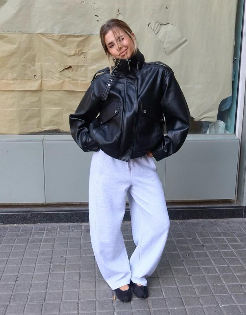 Sweatstof barrel broek Broeken Dames Bershka - Main Image