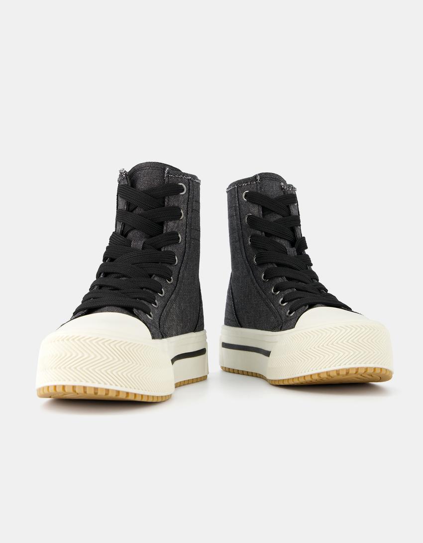 Sapatilhas abotinadas denim homem-Preto-4