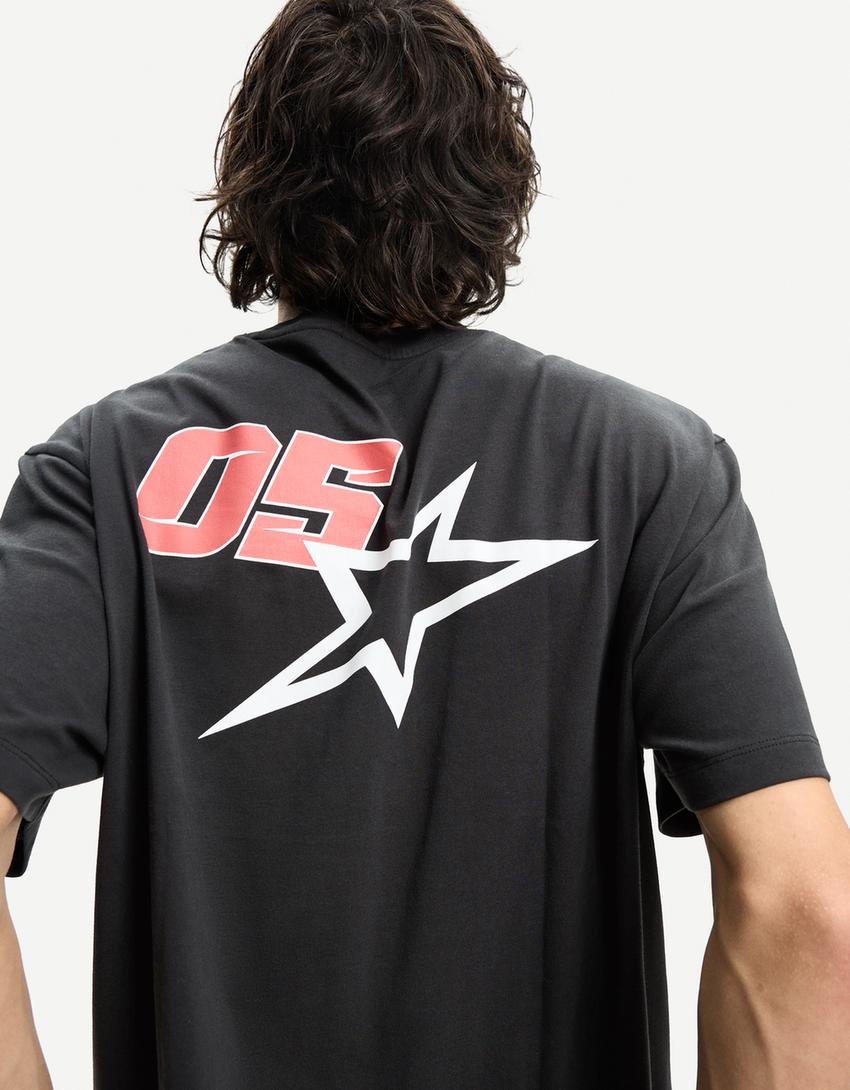 T-shirt manches courtes imprimé-Noir-2