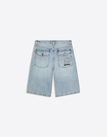 Embroidered denim Bermuda shorts — Light blue 6