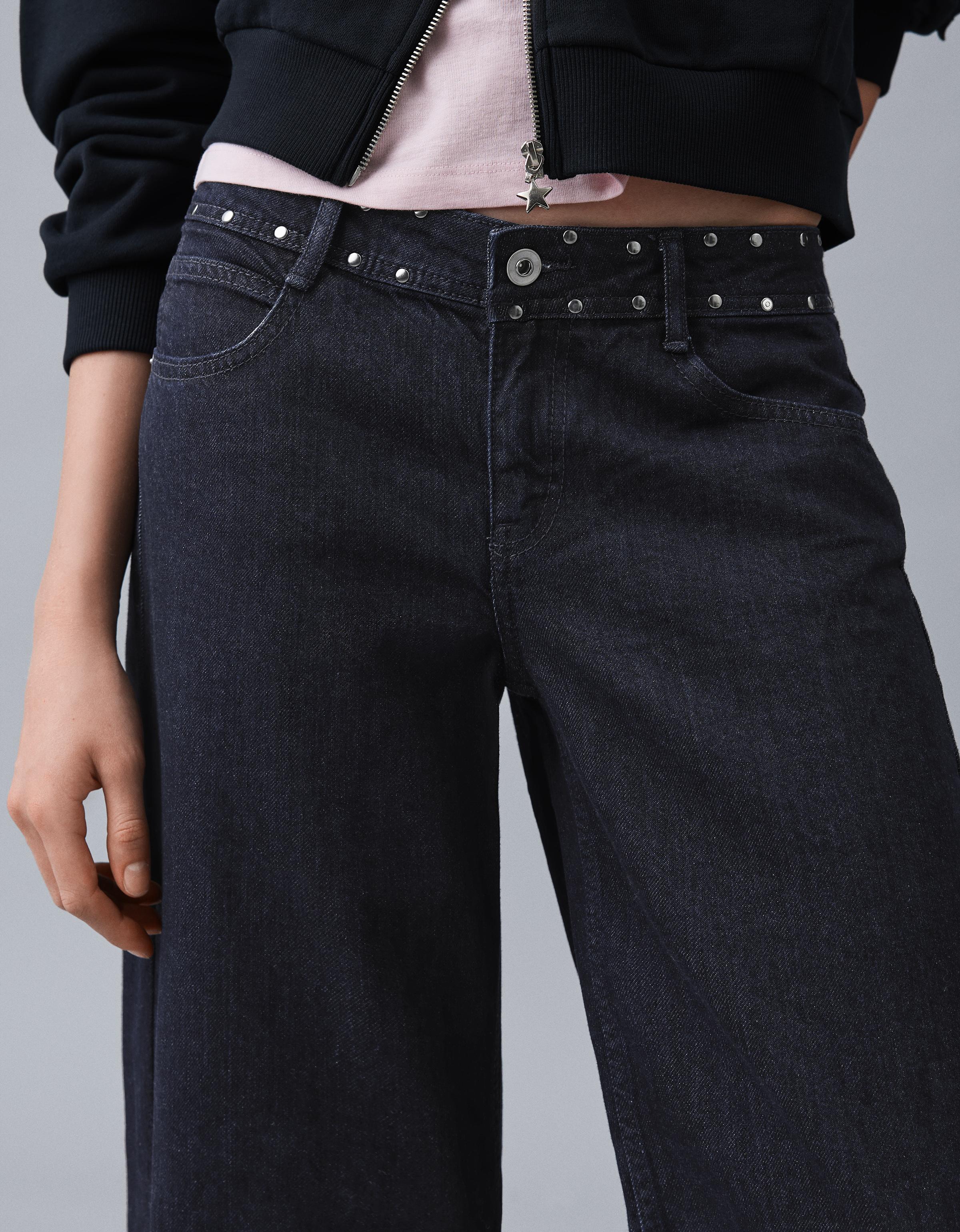 Düşük bel zımbalı baggy fit jean - Görsel 71