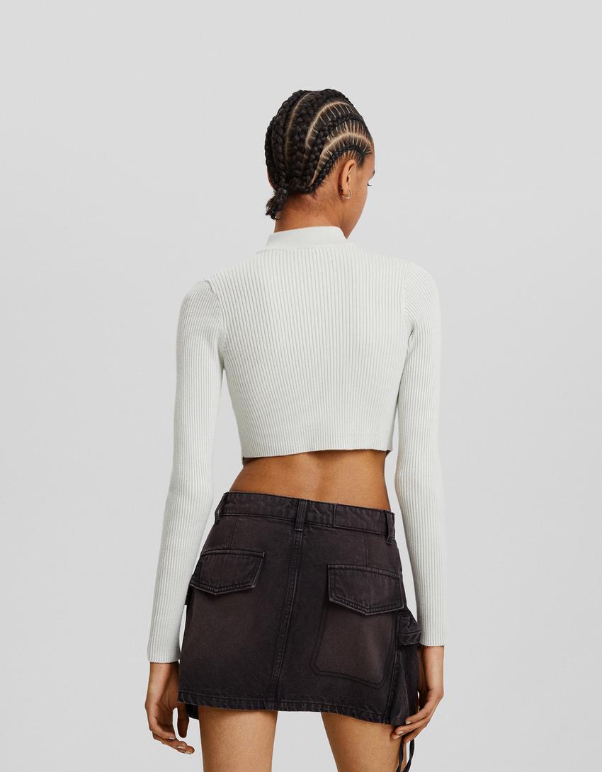 كارديغان مضلع بسحاب-أخضر-1