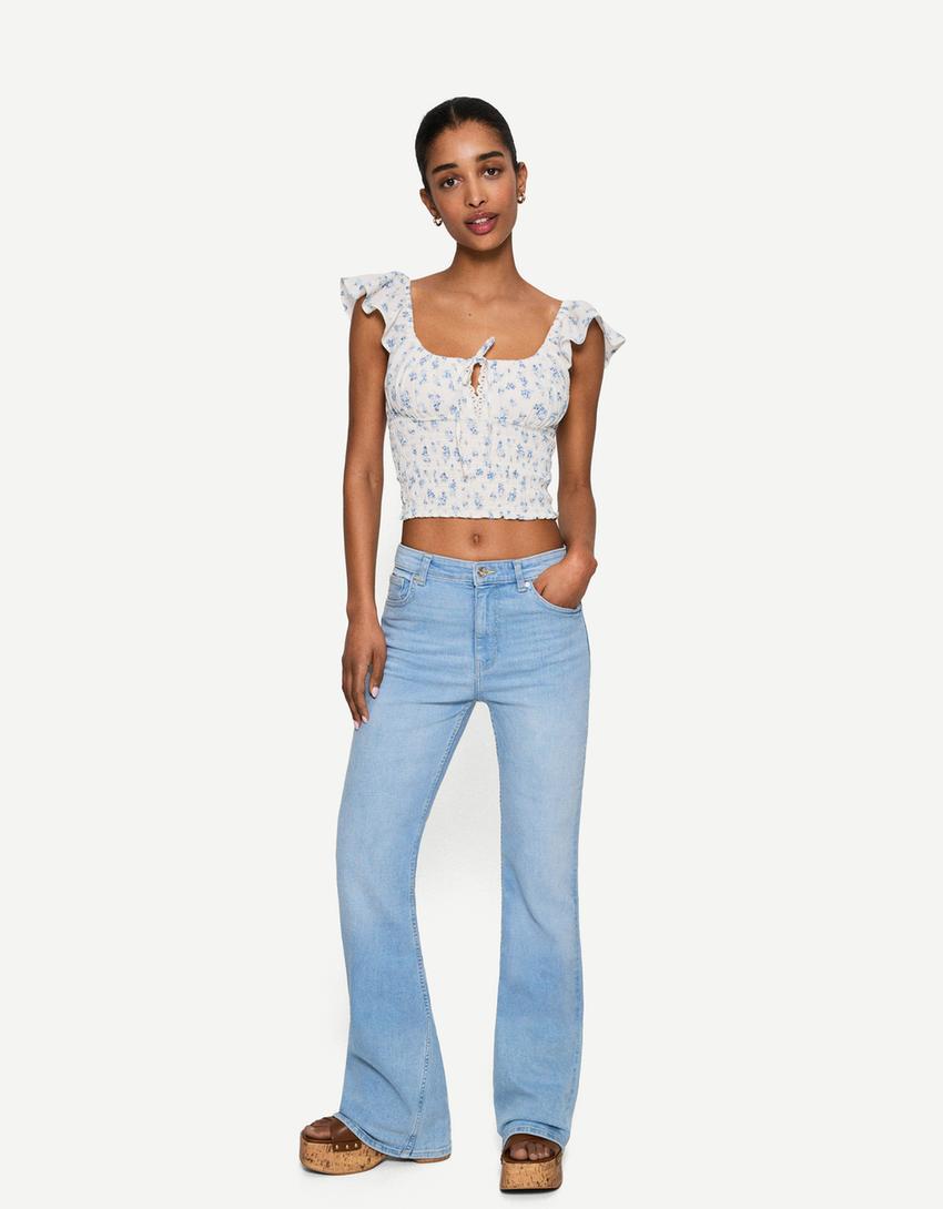 Top rustique froncé-Multicouleur