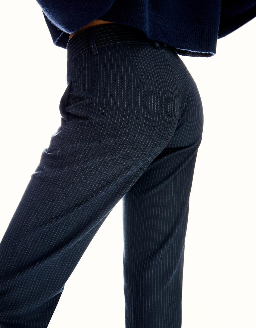Low-rise boot-cut trousers-Navy-1