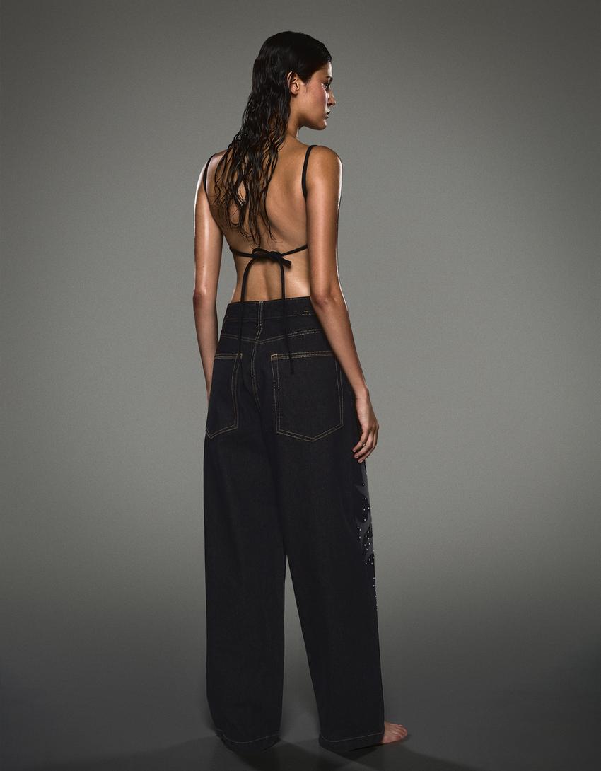 Laser print baggy jeans - LIMITED EDITION-Dark grey
