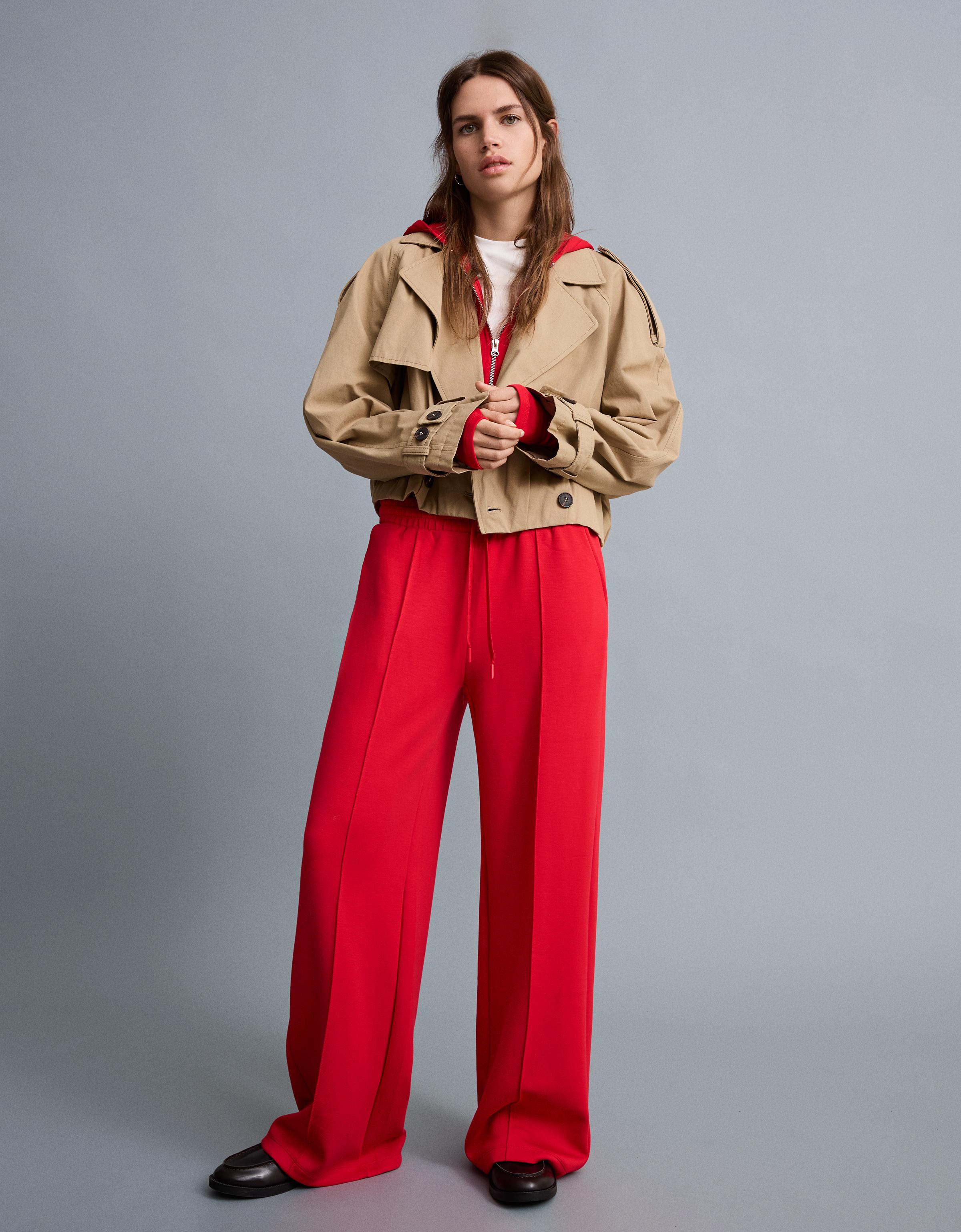 Wide-leg modal trousers