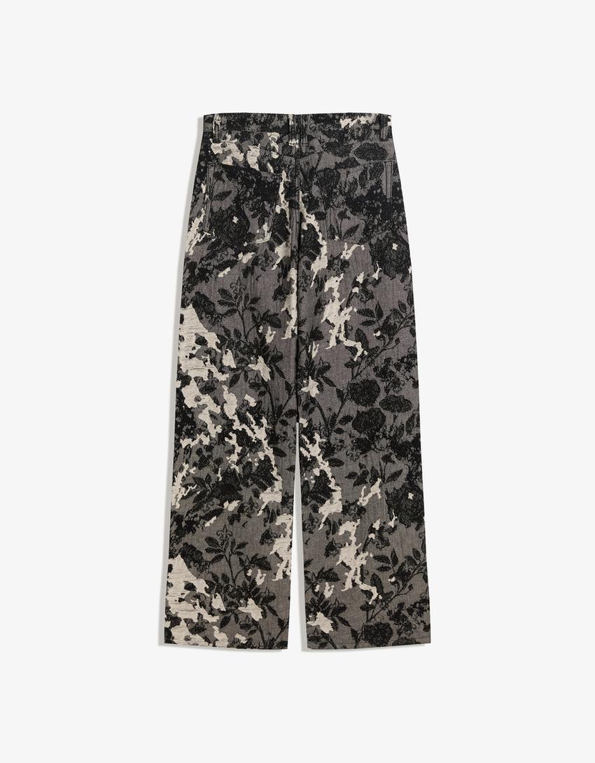 Jeans baggy fit à imprimé jacquard-Noir