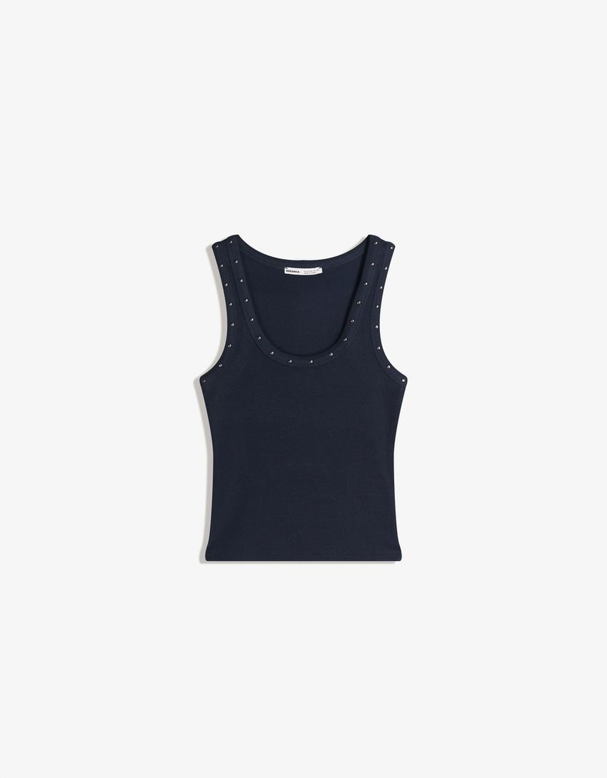 Camiseta sin mangas tachas-Marino