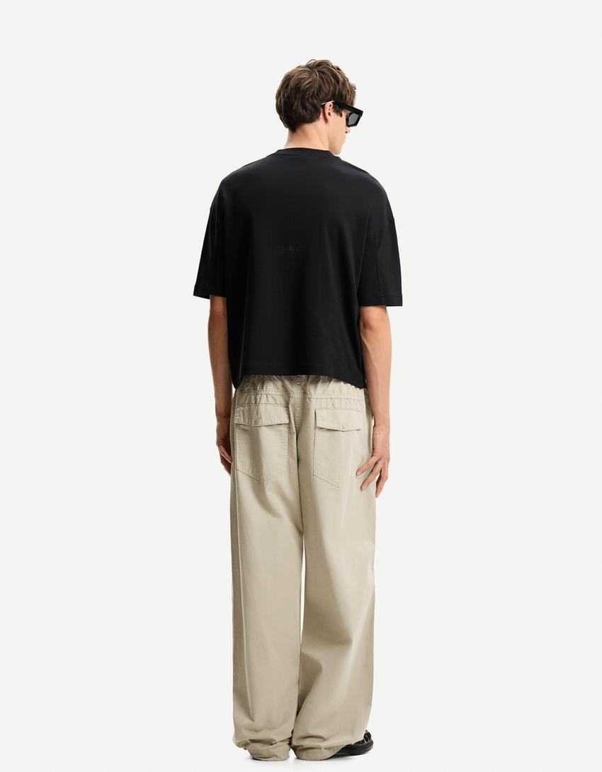 Spodnie parachute super baggy-Piaskowy-1