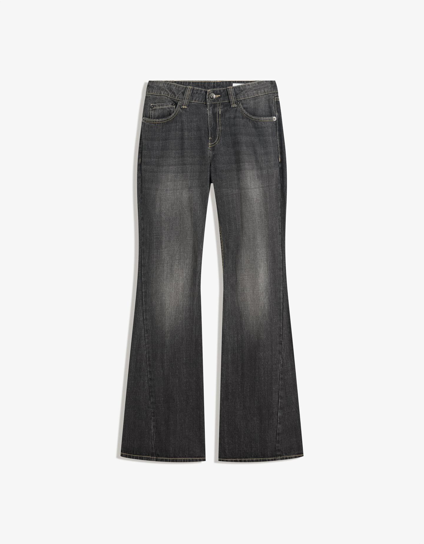 Bershka Jeans Baggy Flare Mujer 32 Plata