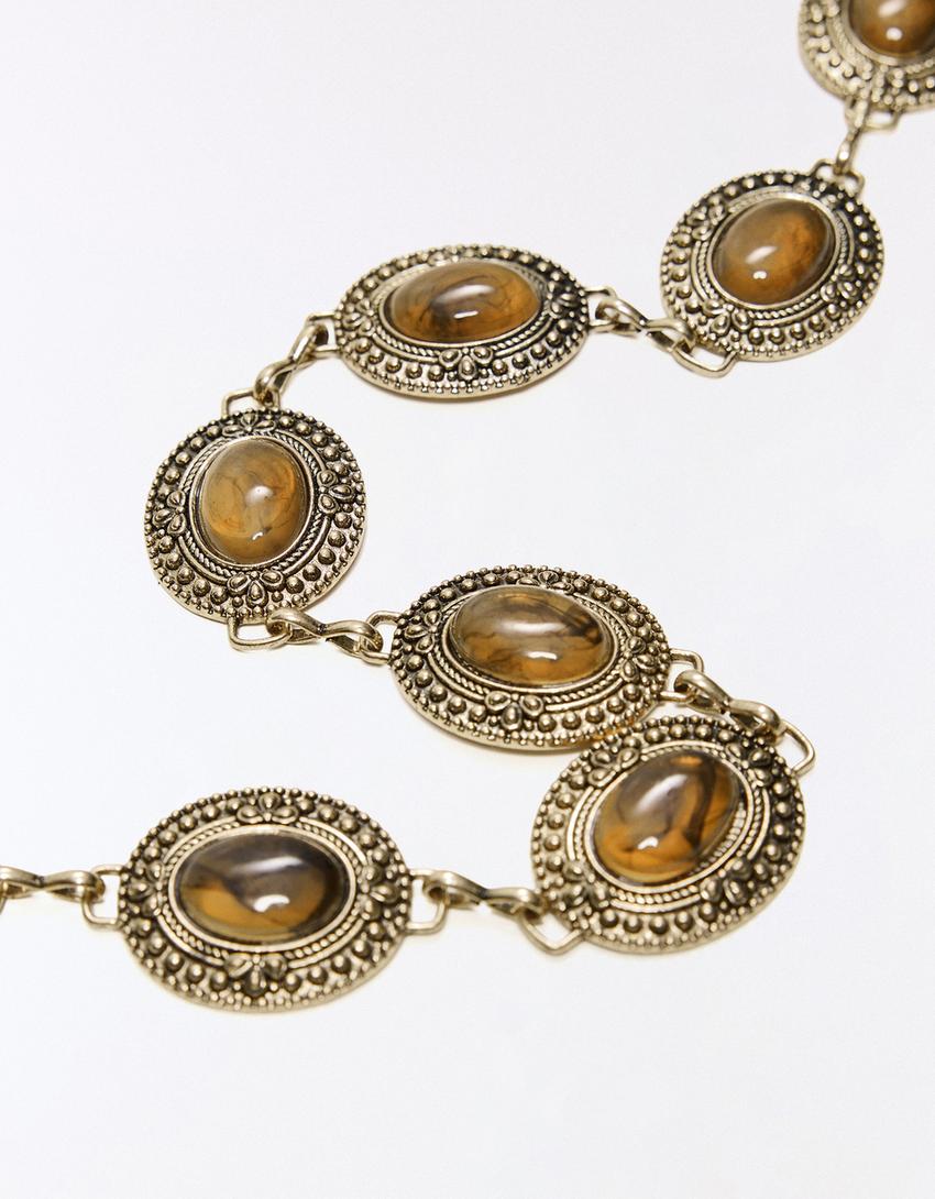 Rhinestone chain belt-Gold