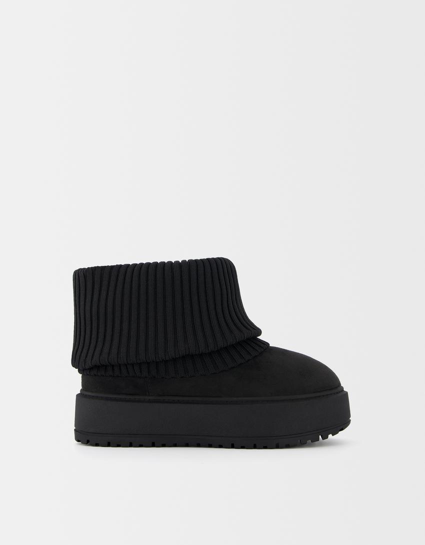 Bottines plateforme chaussures-chaussettes-Noir