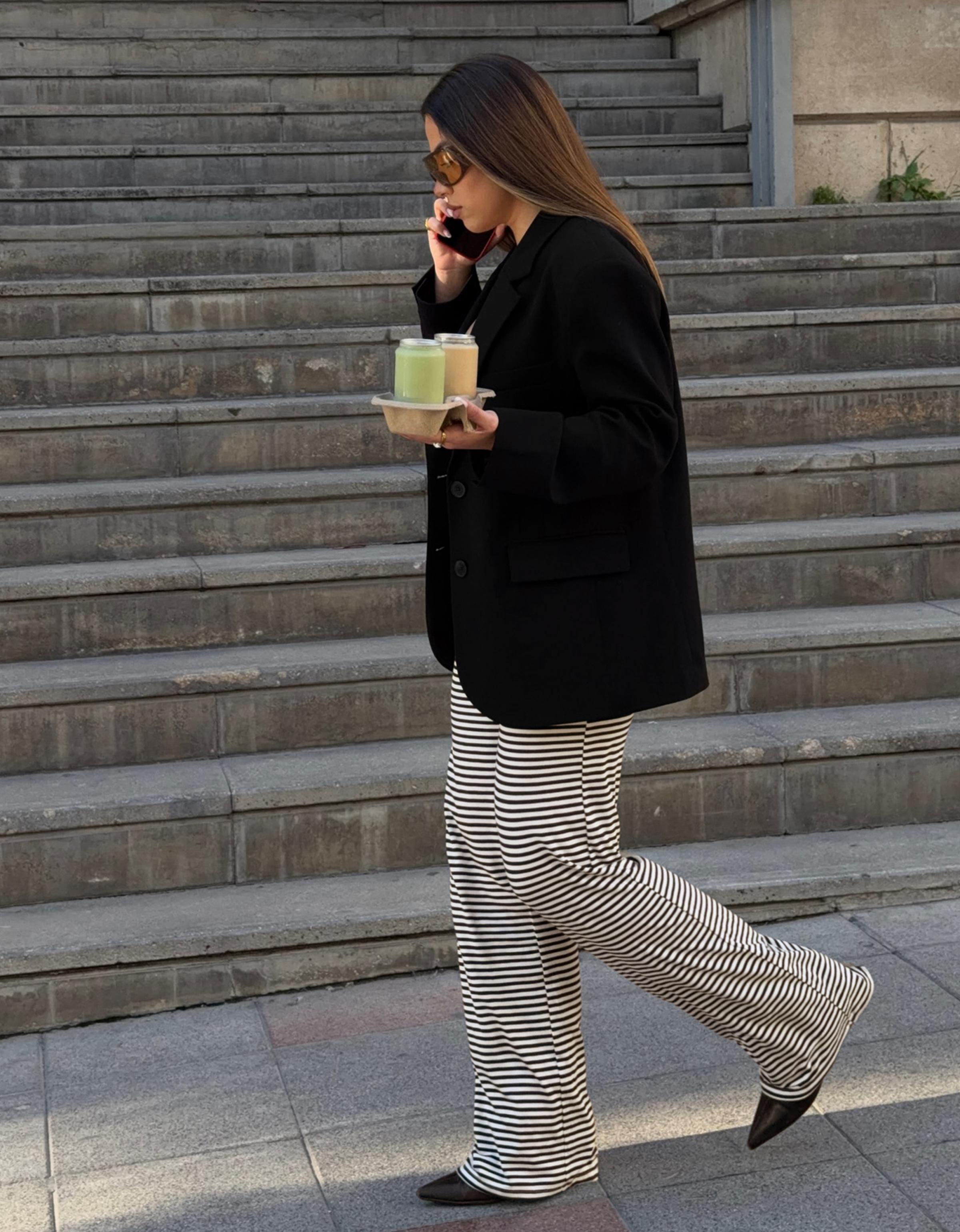 Çizgili baskılı straight fit pantolon - Görsel 41