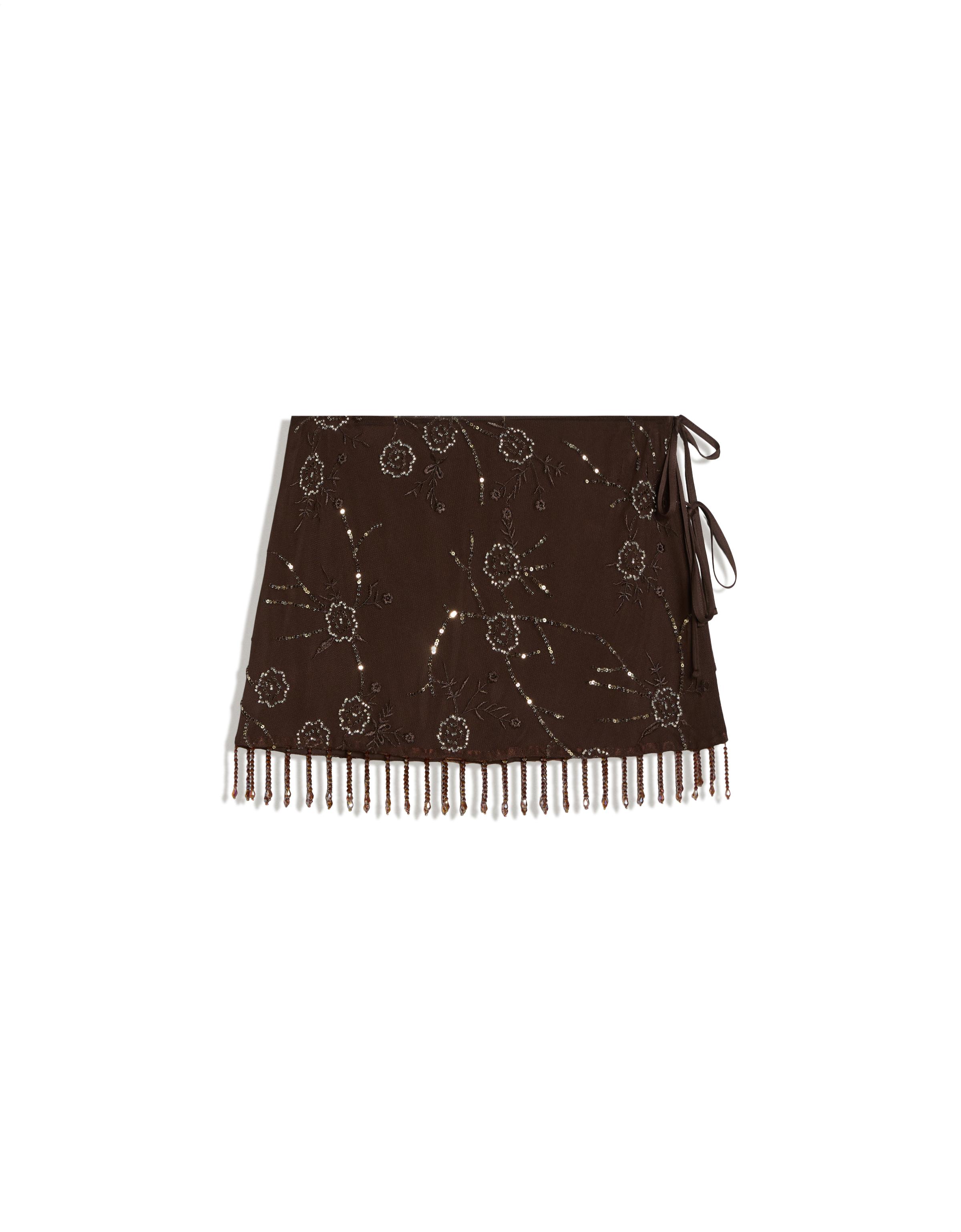 Bead-embroidered pareo skirt