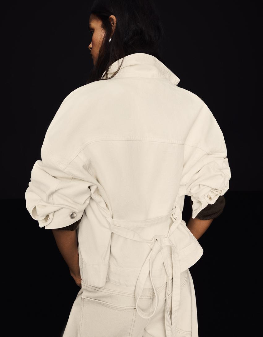 Oversize denim jacket-Cream