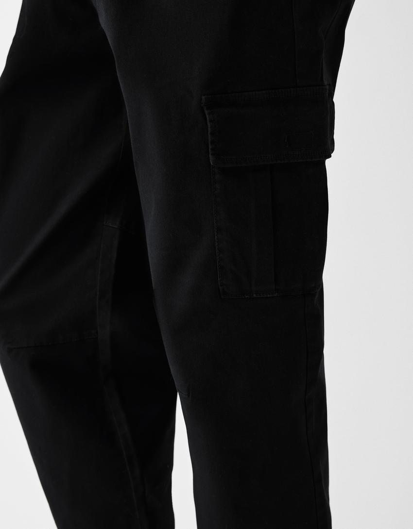 Calças jogger cargo com algodão-Preto-5
