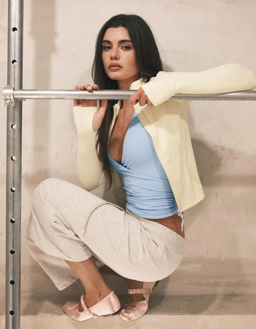 Pantalon en molleton capri-Gris