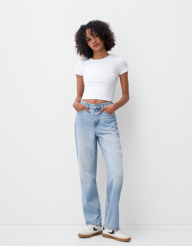 Straight fit geniş paça jean