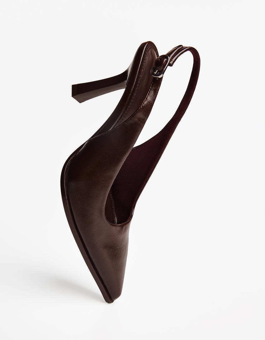 Højhælede slingback-sko-Brun