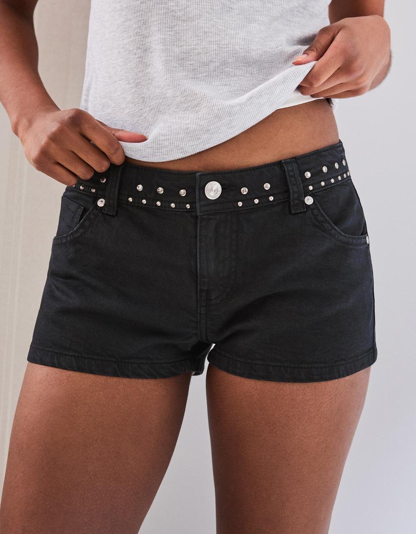 Twill-kangasshortsit niiteillä-Harmaa