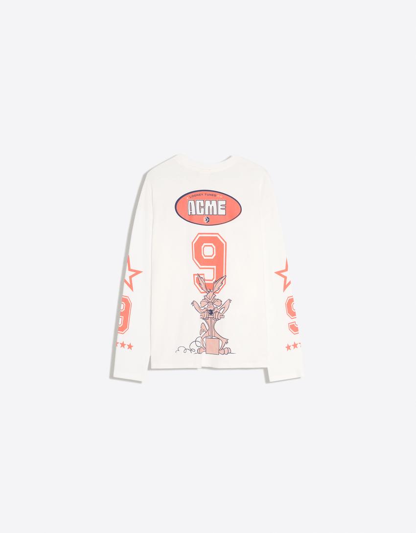 LOONEY TUNES oversize long sleeve print T-shirt-Off white