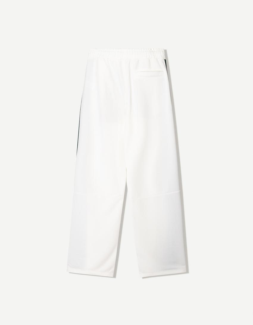 Pantaloni tecnici con ricamo-Bianco Roto-2