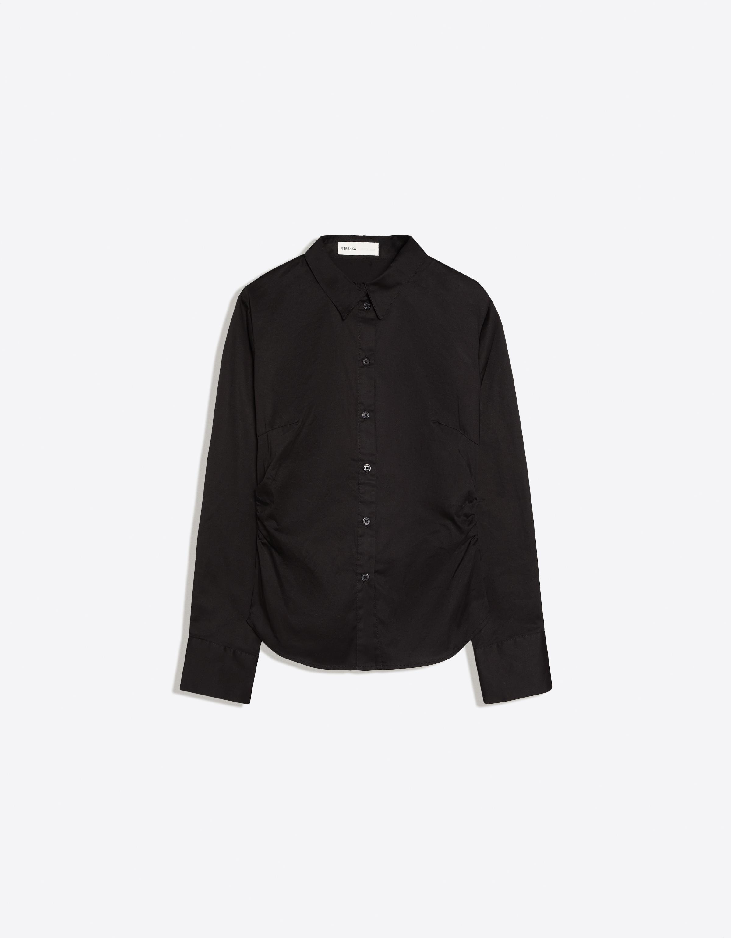 Fitted long-sleeved shirt — Black