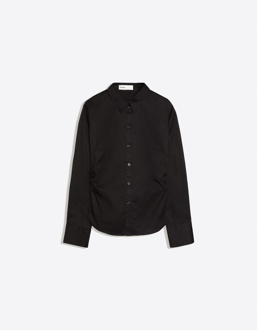 Fitted long-sleeved shirt-Black