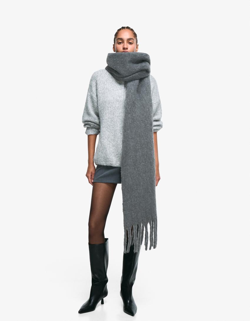 Solid-coloured scarf-Grey