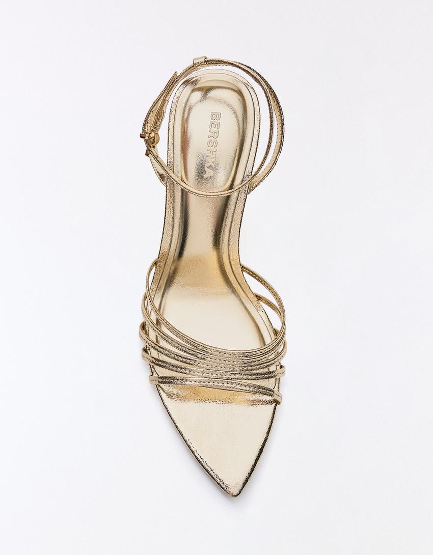 Multi-strap high-heel sandals-Gold