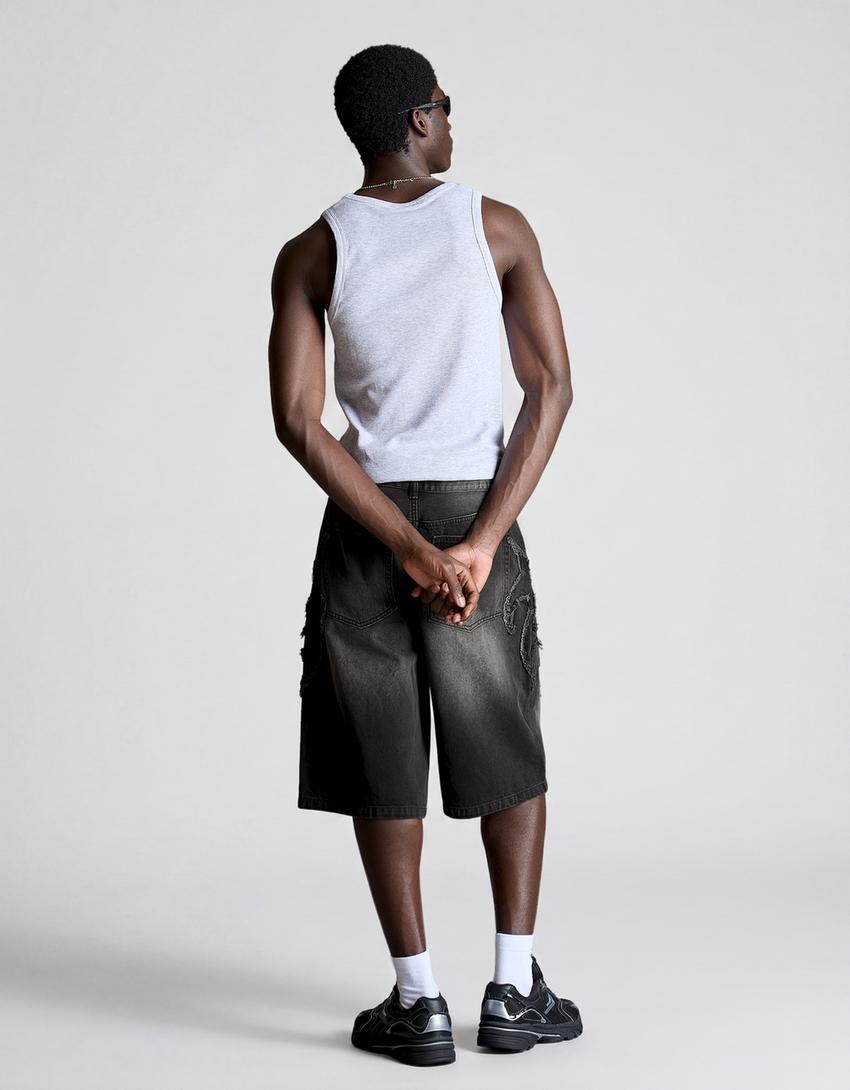 Bermuda baggy fit patch-Nero