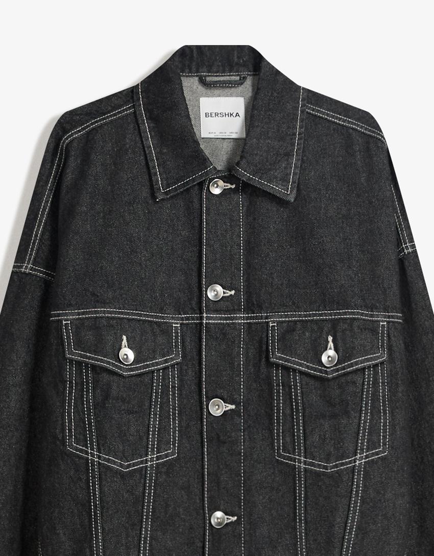 Denim trucker ceket-Siyah-2