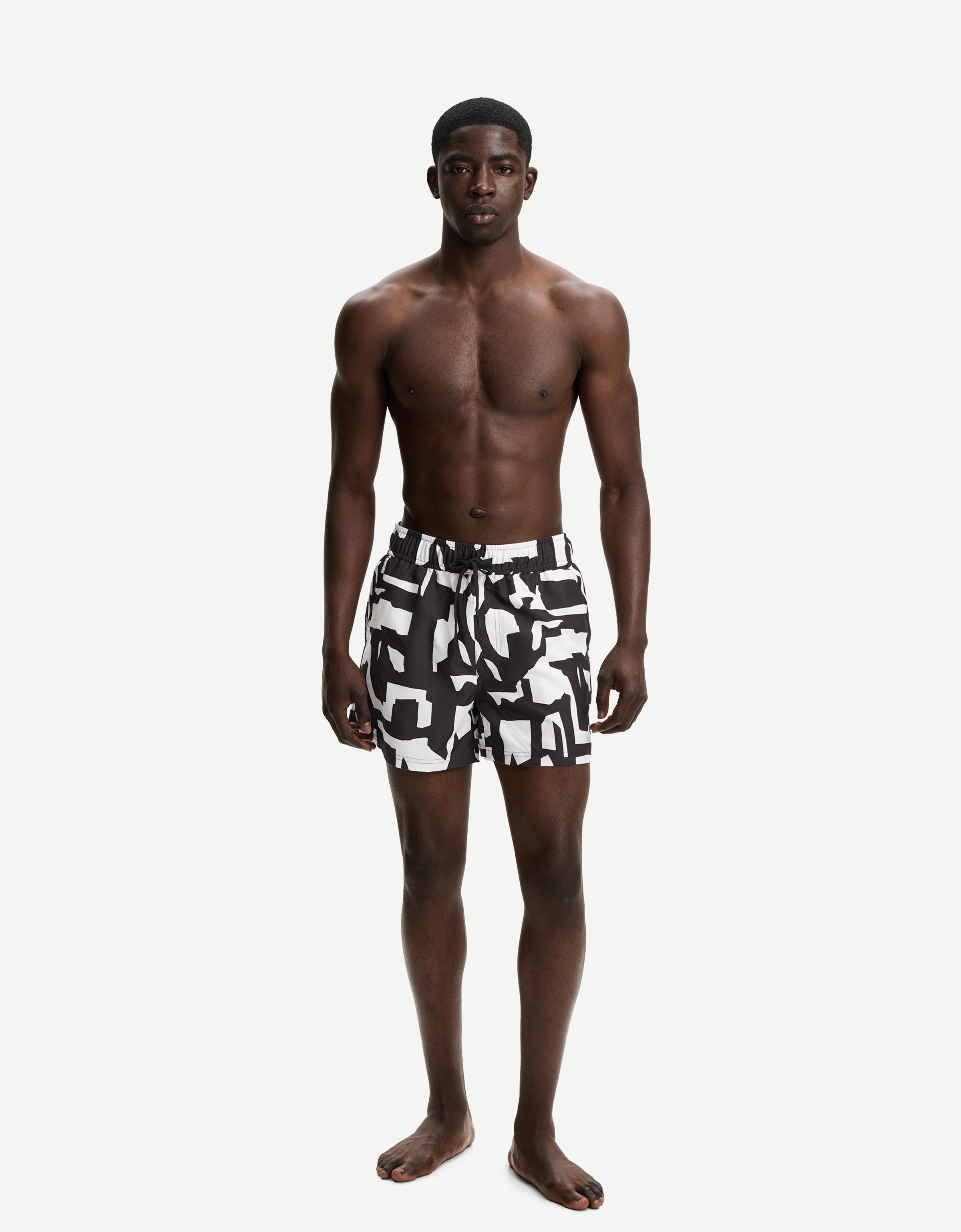 Bershka Badeanzug Mit Boxy-Print Herren L Grau