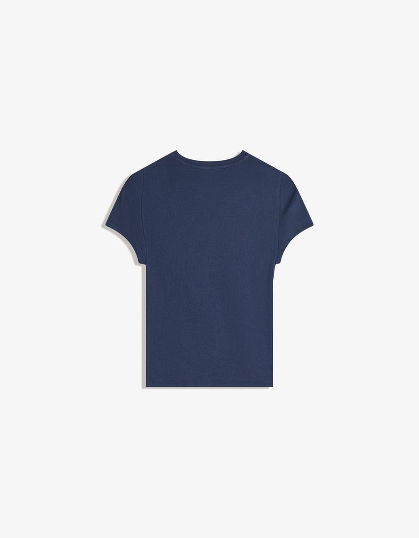 Camiseta manga corta tachas-Azul