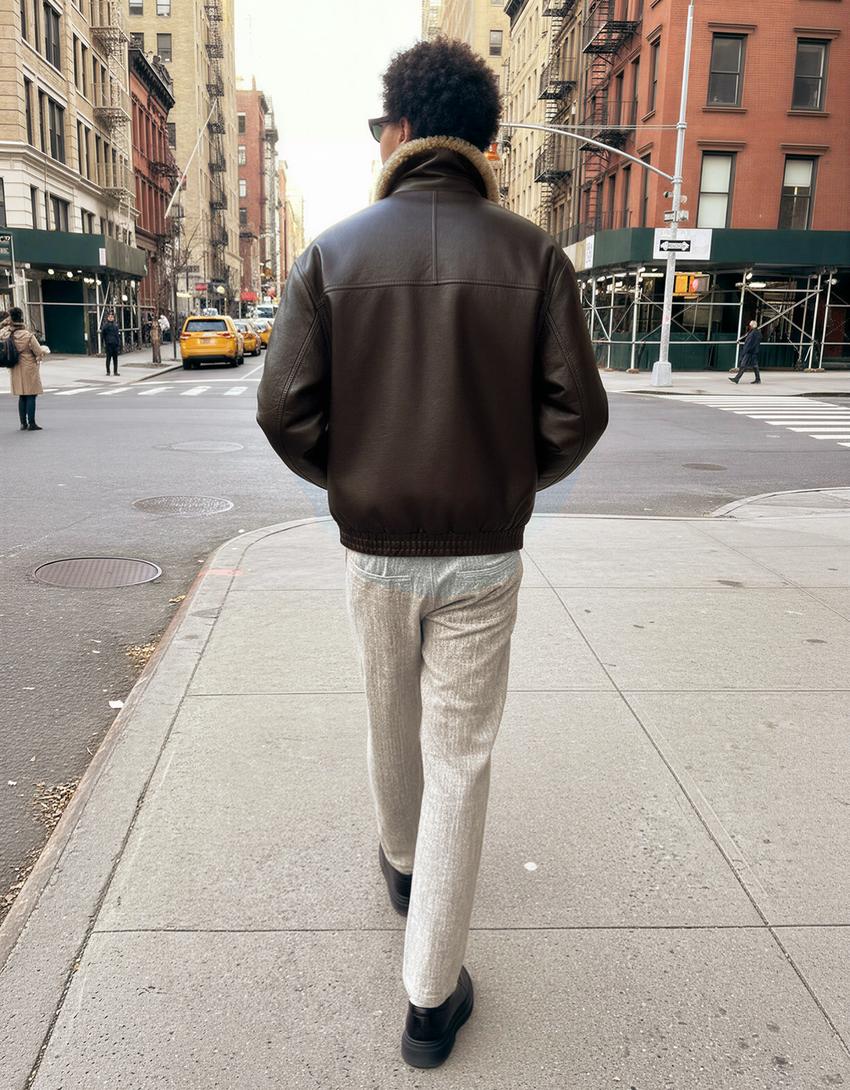 Geacă imitație piele-Maro