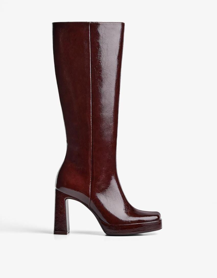 Bottes talon plateforme-Grenat