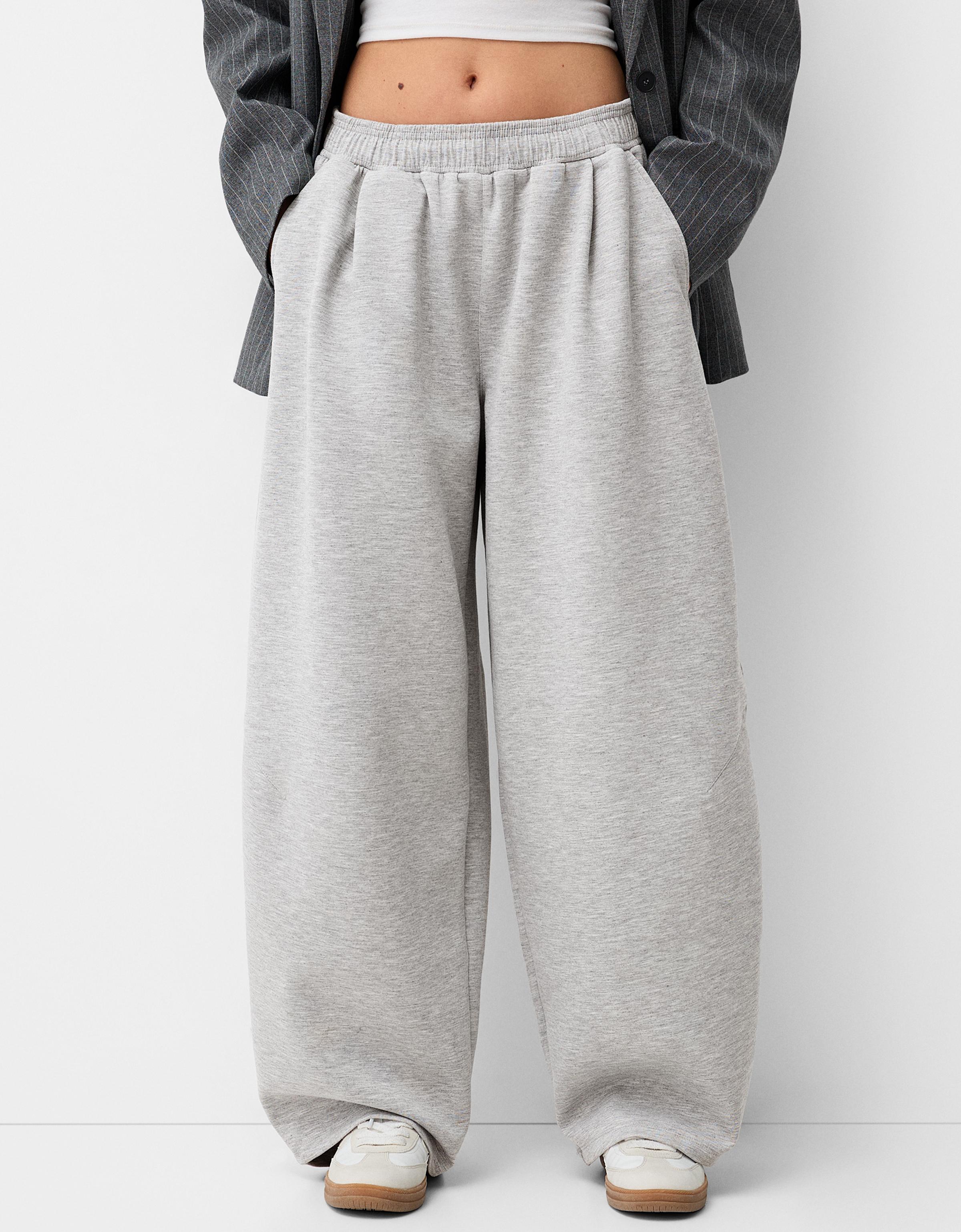 Bershka Hose Aus Fleece Im Balloon Style Mit Bundfalten Damen Xs Grau