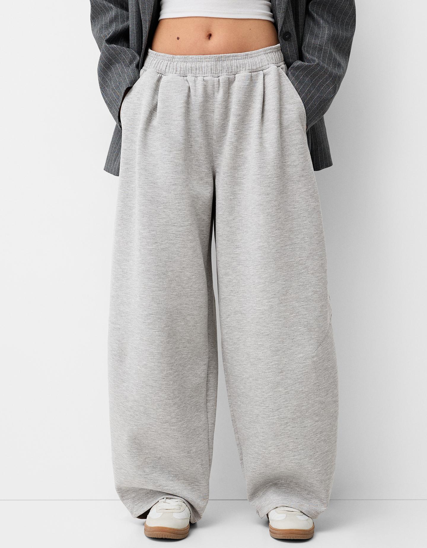 Bershka Hose Aus Fleece Im Balloon Style Mit Bundfalten Damen Xl Grau günstig online kaufen