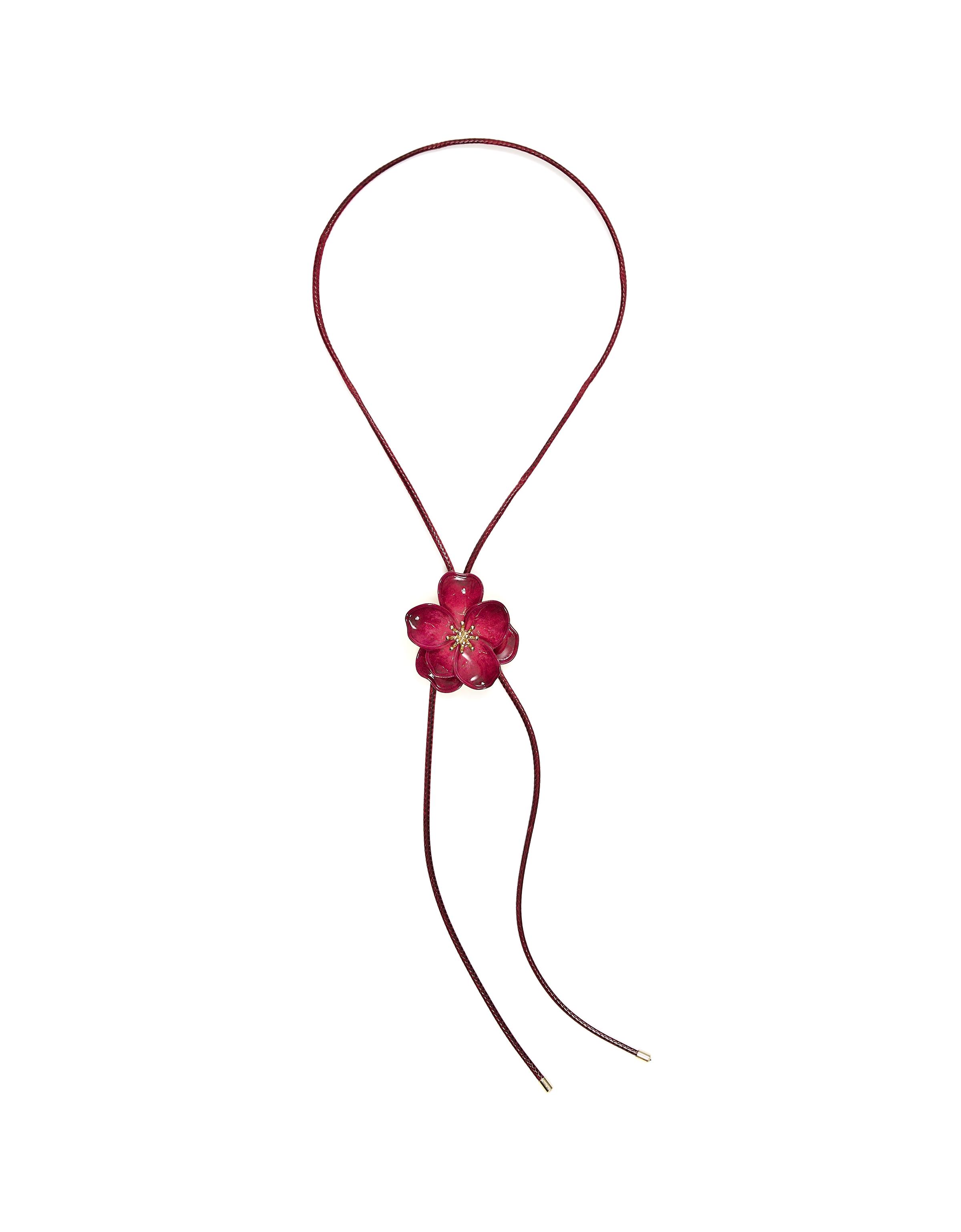 Cord necklace with flower — Pink