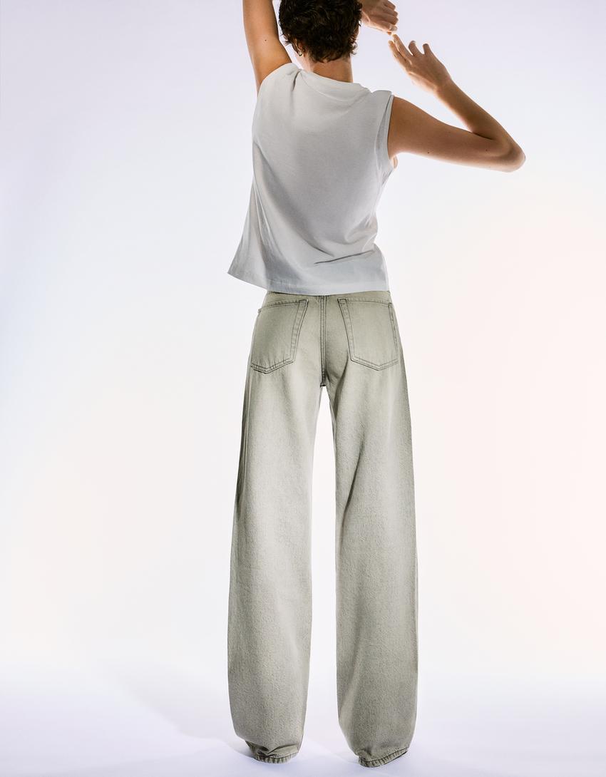 Jeans wide leg straight fit-Gris foncé-1