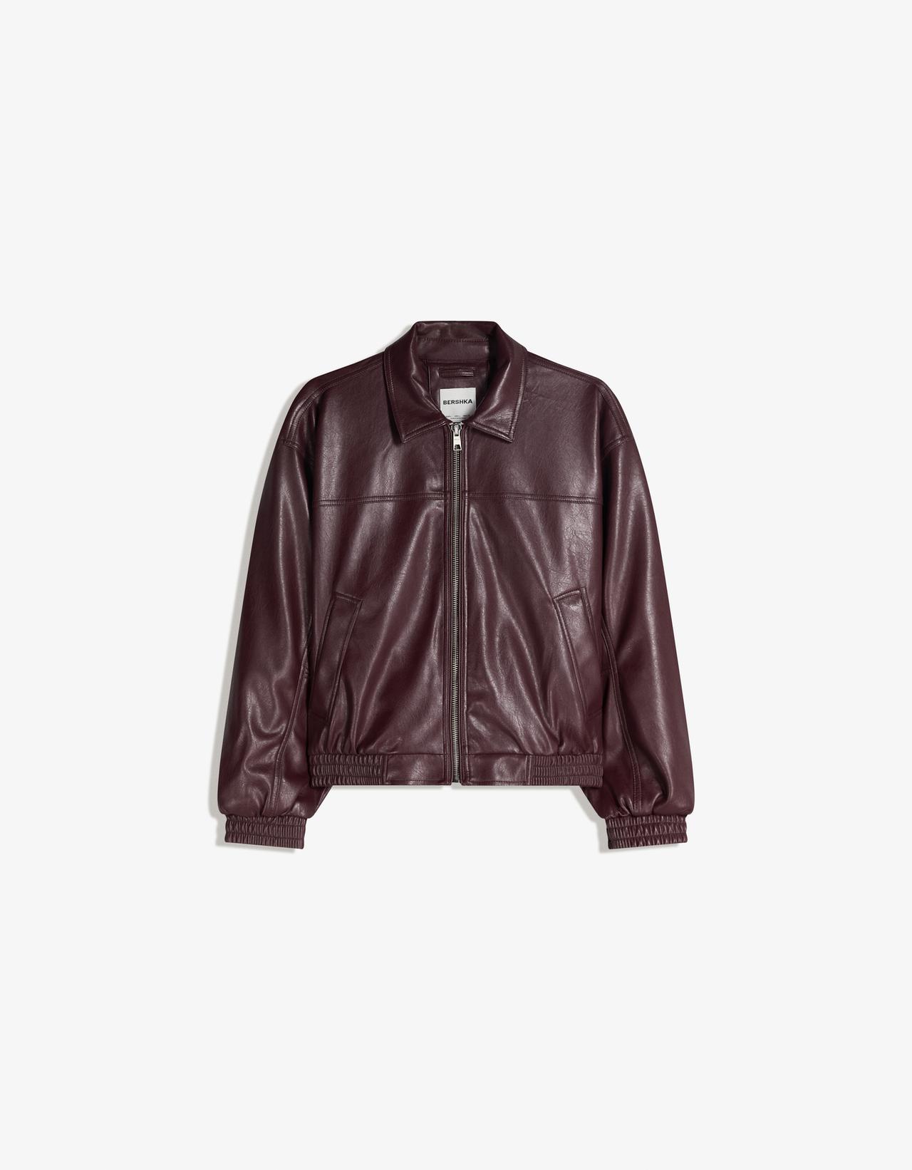 Leather effect jacket — Maroon