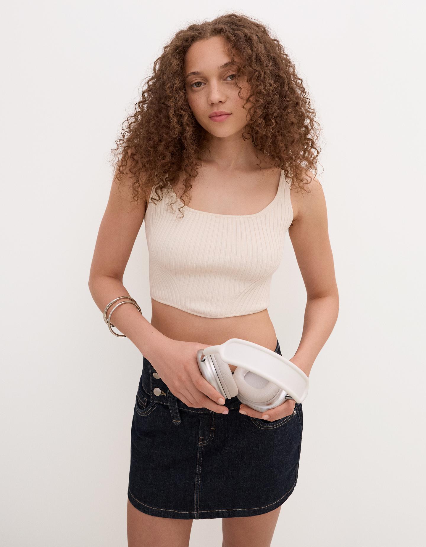 Bershka Top Tirantes Mujer Xs Blanco